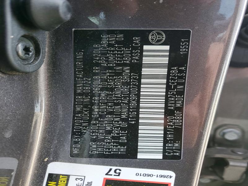 54958006 :رقم المزاد ، 4T1G11BK9PU073737 vin ، 2023 Toyota Camry مزاد بيع