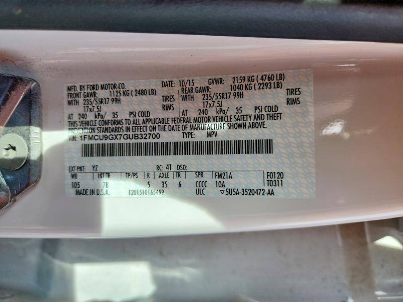 Продажа на аукционе авто 2016 Ford Escape, vin: 1FMCU9GX7GUB32700, номер лота: 53174276