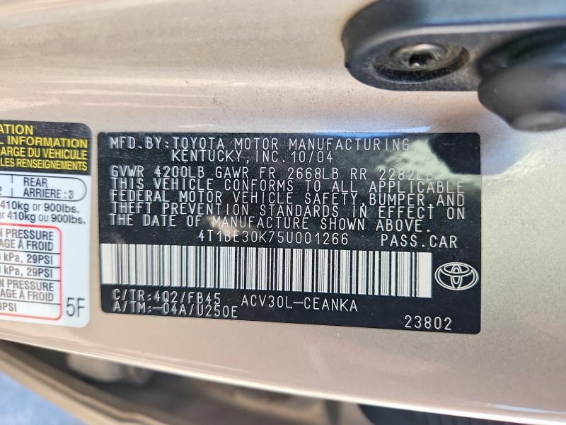 52864856 :رقم المزاد ، 4T1BE30K75U001266 vin ، 2005 Toyota Camry مزاد بيع