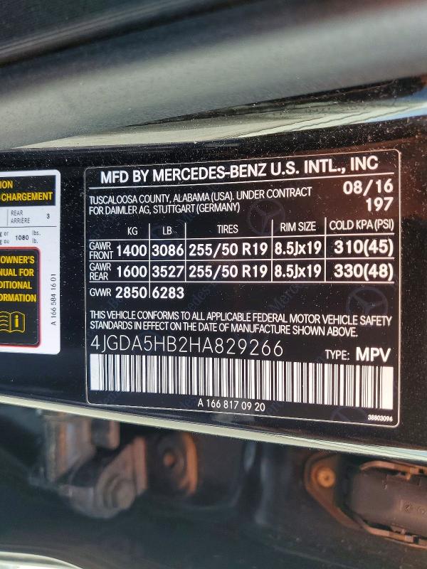 Продажа на аукционе авто 2017 Mercedes-benz Gle, vin: 4JGDA5HB2HA829266, номер лота: 54607626