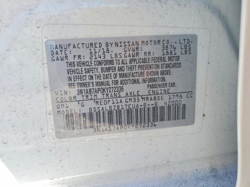 Aukcja sprzedaży 2019 Nissan Sentra, vin: 3N1AB7AP0KY272336, numer aukcji: 54811676
