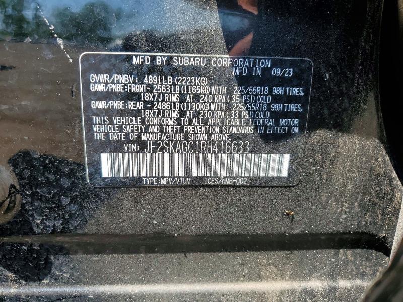 Aukcja sprzedaży 2024 Subaru Forester, vin: JF2SKAGC1RH416633, numer aukcji: 53250936