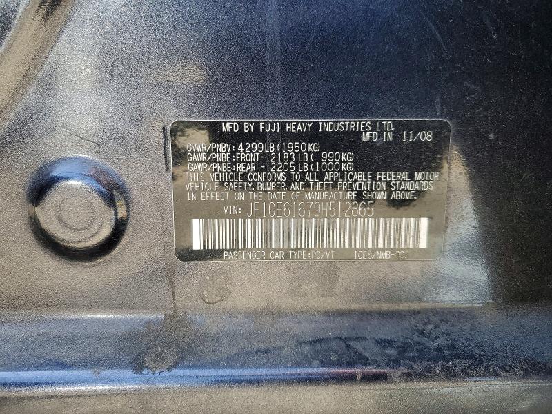Aukcja sprzedaży 2009 Subaru Impreza, vin: JF1GE61679H512865, numer aukcji: 53253096