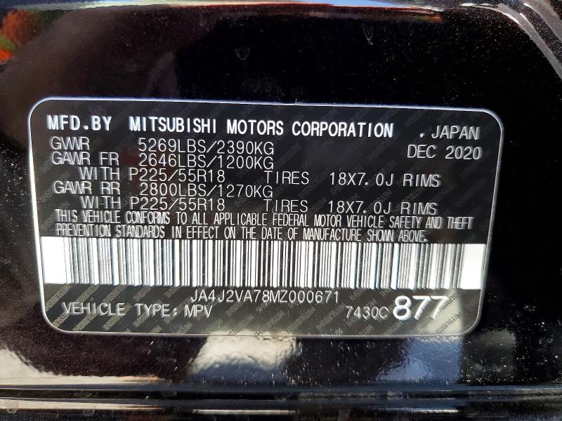 Продажа на аукционе авто 2021 Mitsubishi Outlander, vin: JA4J2VA78MZ000671, номер лота: 52734466