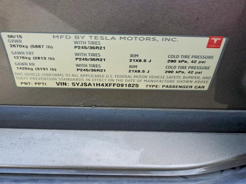 Продаж на аукціоні авто 2015 Tesla Model S, vin: 5YJSA1H4XFF091825, номер лоту: 47994266
