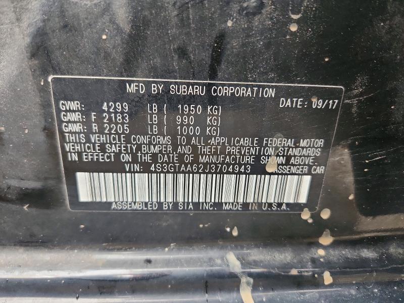 55243806 :رقم المزاد ، 4S3GTAA62J3704943 vin ، 2018 Subaru Impreza مزاد بيع