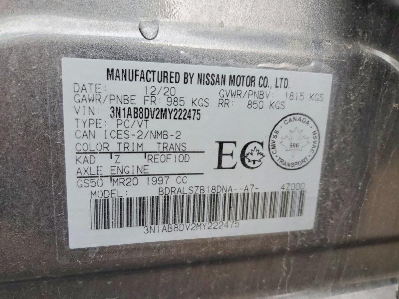 52482356 :رقم المزاد ، 3N1AB8DV2MY222475 vin ، 2021 Nissan Sentra مزاد بيع