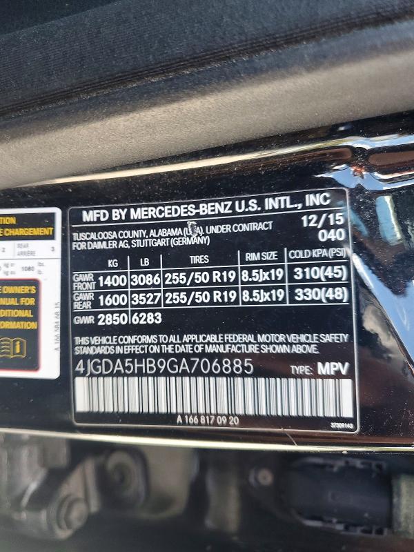 Продаж на аукціоні авто 2016 Mercedes-benz Gle, vin: 4JGDA5HB9GA706885, номер лоту: 52563376
