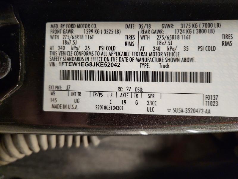 Продажа на аукционе авто 2018 Ford F150, vin: 1FTEW1EG8JKE52042, номер лота: 55217196