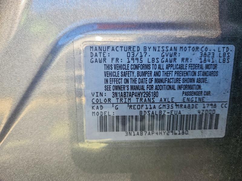 Aukcja sprzedaży 2017 Nissan Sentra, vin: 3N1AB7AP4HY296180, numer aukcji: 54798686