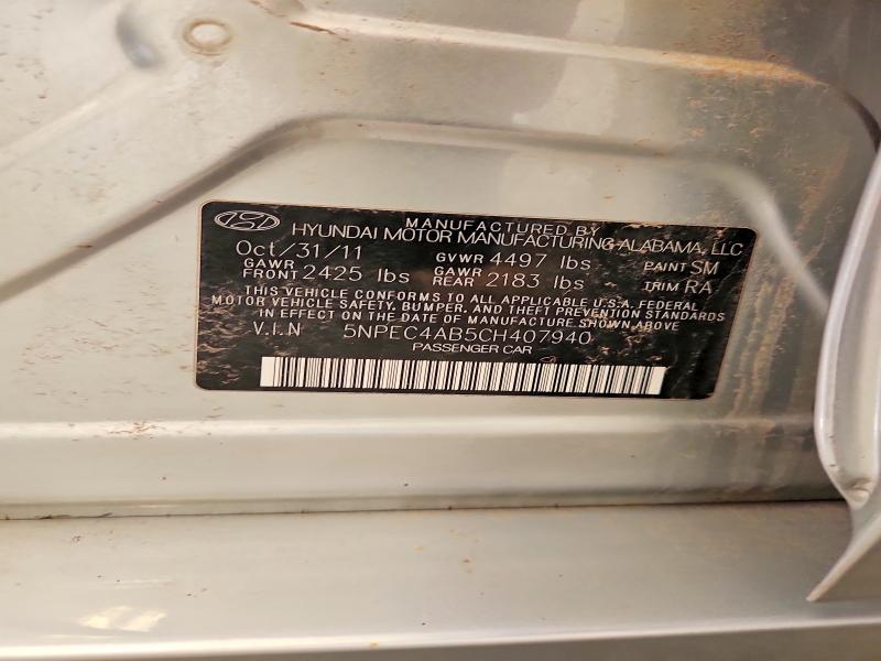 Продаж на аукціоні авто 2012 Hyundai Sonata, vin: 5NPEC4AB5CH407940, номер лоту: 52225506