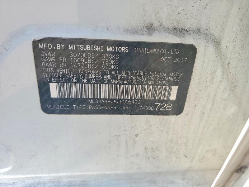 52445306 :رقم المزاد ، ML32A3HJ5JH005432 vin ، 2018 Mitsubishi Mirage مزاد بيع
