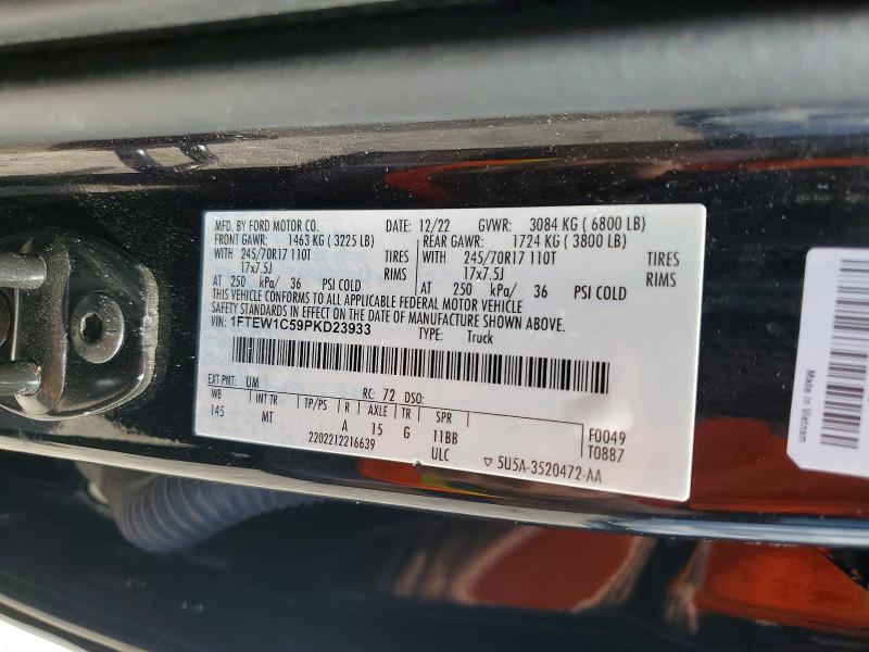 Продажа на аукционе авто 2023 Ford F150, vin: 1FTEW1C59PKD23933, номер лота: 53952046
