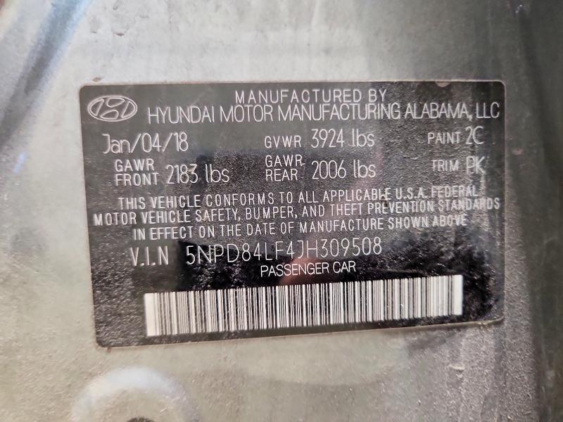 Продаж на аукціоні авто 2018 Hyundai Elantra, vin: 5NPD84LF4JH309508, номер лоту: 53305356