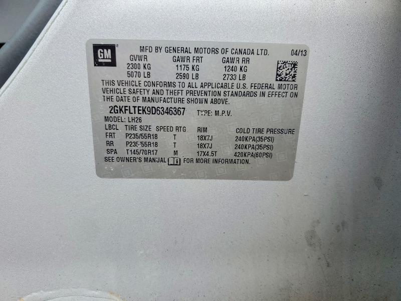 2013 Gmc Terrain მანქანა იყიდება აუქციონზე, vin: 2GKFLTEK9D6346367, აუქციონის ნომერი: 51021196