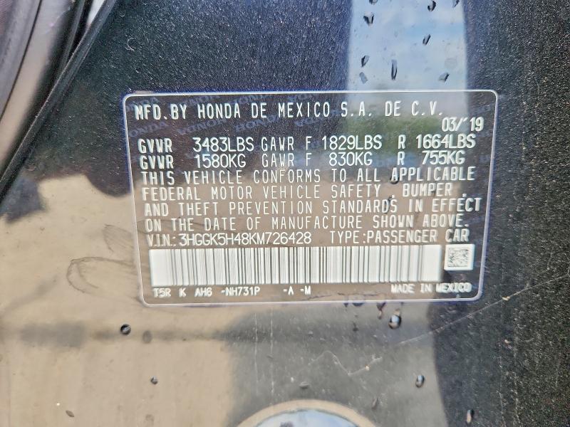 Aukcja sprzedaży 2019 Honda Fit, vin: 3HGGK5H48KM726428, numer aukcji: 54805326