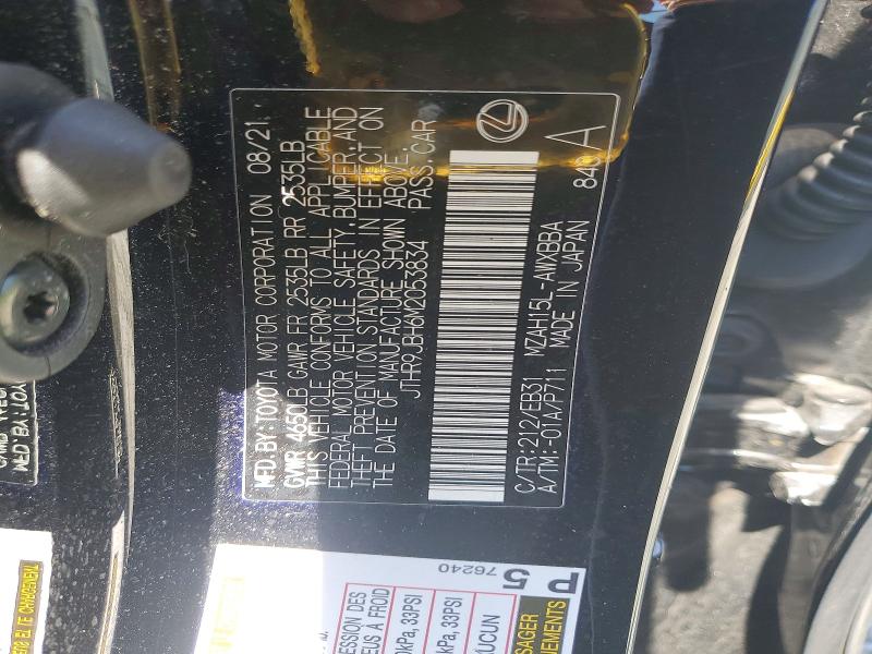 51754216 :رقم المزاد ، JTHR9JBH6M2053834 vin ، 2021 Lexus Ux مزاد بيع