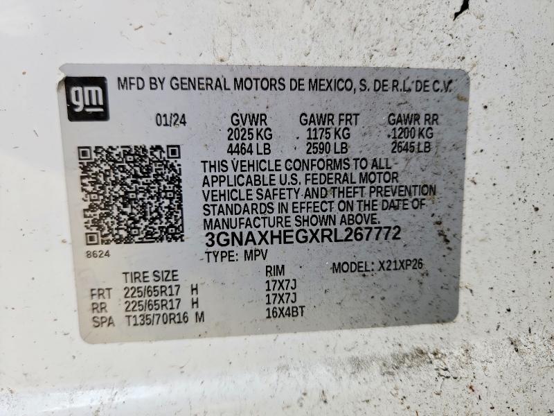 Aukcja sprzedaży 2024 Chevrolet Equinox, vin: 3GNAXHEGXRL267772, numer aukcji: 54553686