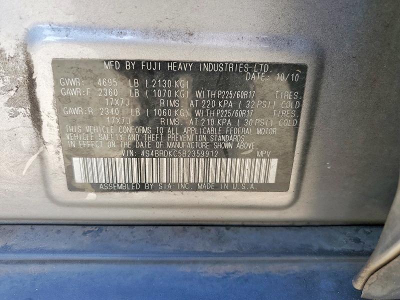 Aukcja sprzedaży 2011 Subaru Outback, vin: 4S4BRDKC5B2359912, numer aukcji: 54893986