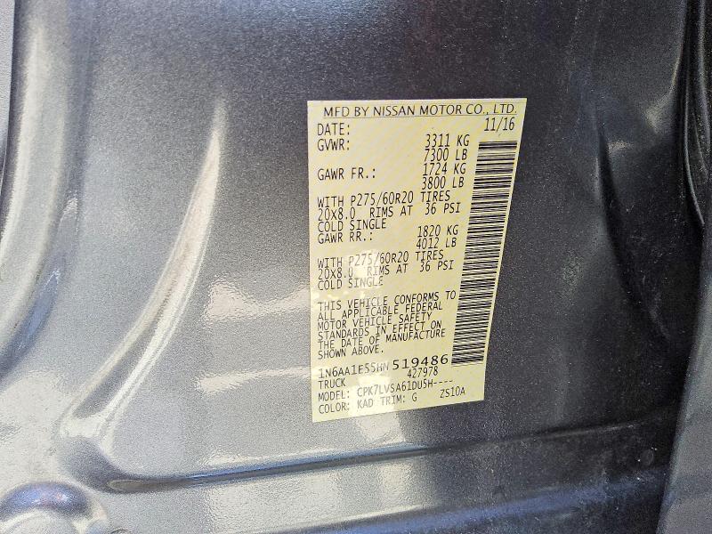 Продажа на аукционе авто 2017 Nissan Titan, vin: 1N6AA1E55HN519486, номер лота: 53799556