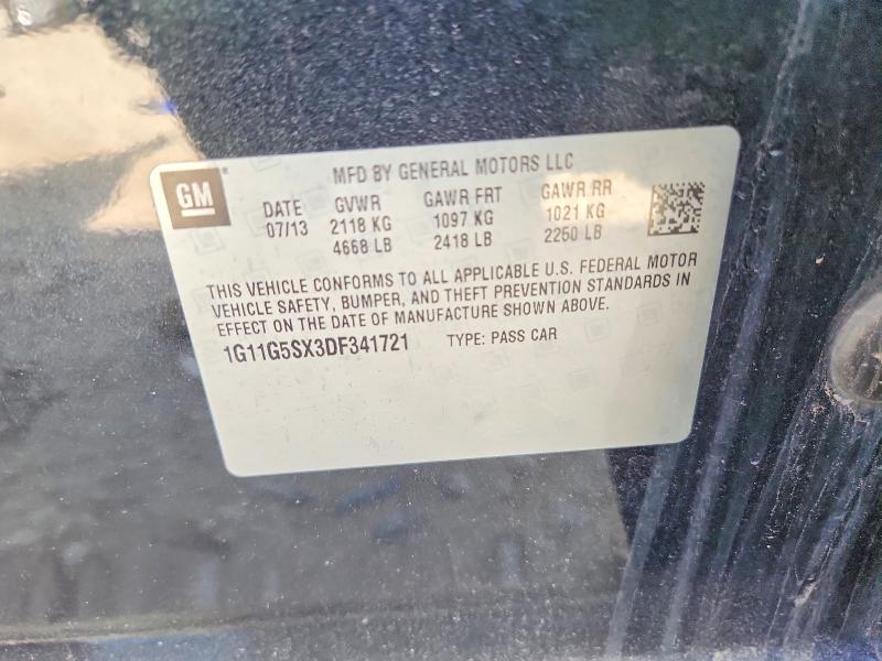 2013 Chevrolet Malibu მანქანა იყიდება აუქციონზე, vin: 1G11G5SX3DF341721, აუქციონის ნომერი: 53424566