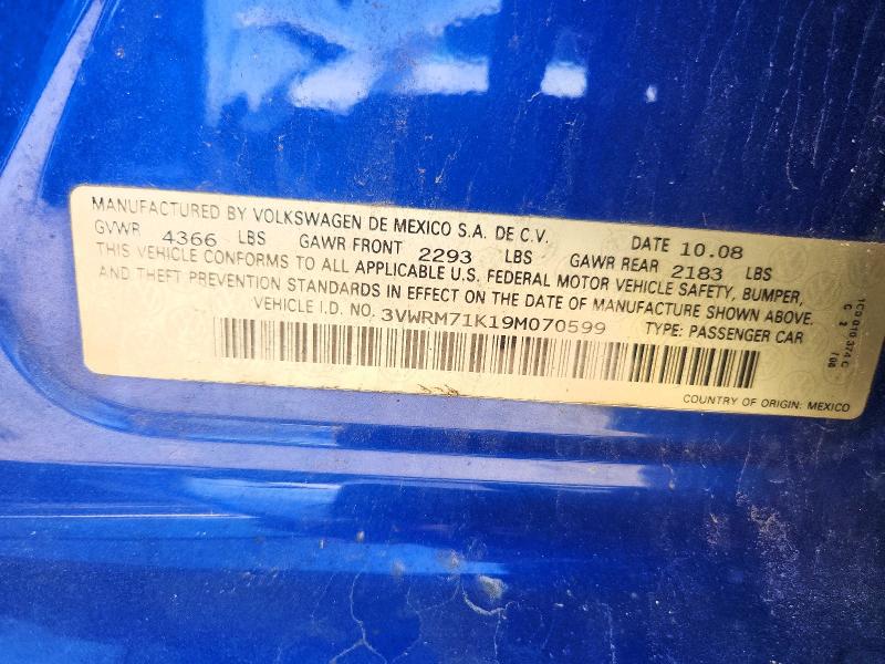 Aukcja sprzedaży 2009 Volkswagen Jetta, vin: 3VWRM71K19M070599, numer aukcji: 55195866