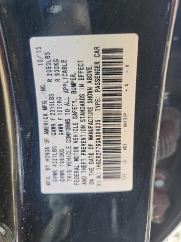 Продажа на аукционе авто 2016 Honda Accord, vin: 1HGCR2F76GA064035, номер лота: 54998056