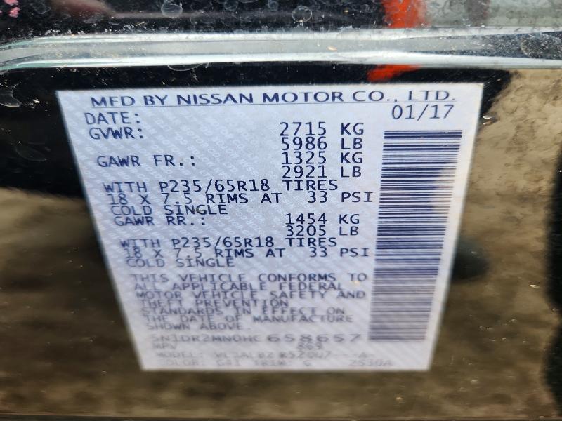 2017 Nissan Pathfinder მანქანა იყიდება აუქციონზე, vin: 5N1DR2MN0HC658657, აუქციონის ნომერი: 55175726