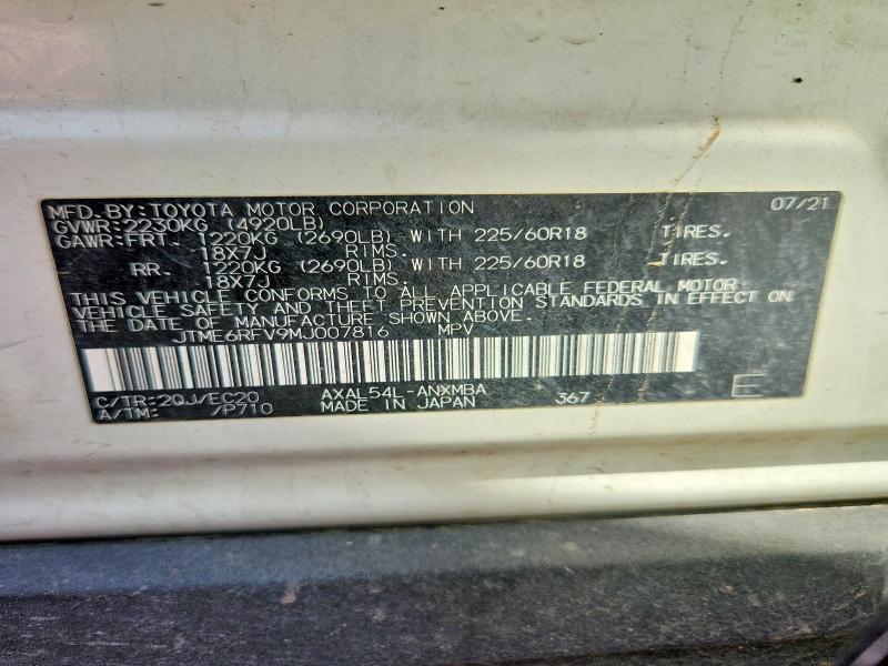 Продажа на аукционе авто 2021 Toyota Rav4, vin: JTME6RFV9MJ007816, номер лота: 52077006
