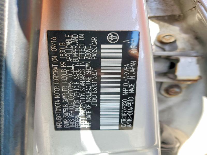 54974926 :رقم المزاد ، JTDKDTB37G1138371 vin ، 2016 Toyota Prius C مزاد بيع