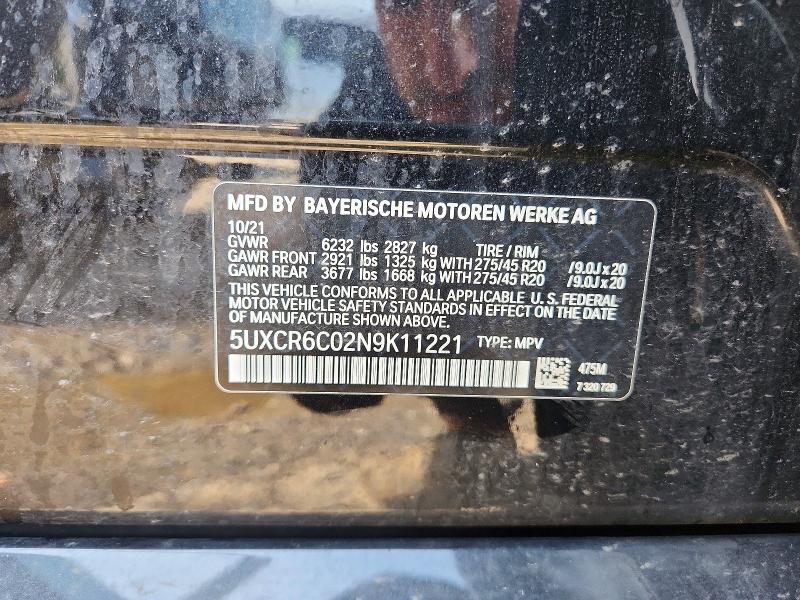 Aukcja sprzedaży 2022 Bmw X5, vin: 5UXCR6C02N9K11221, numer aukcji: 53804536