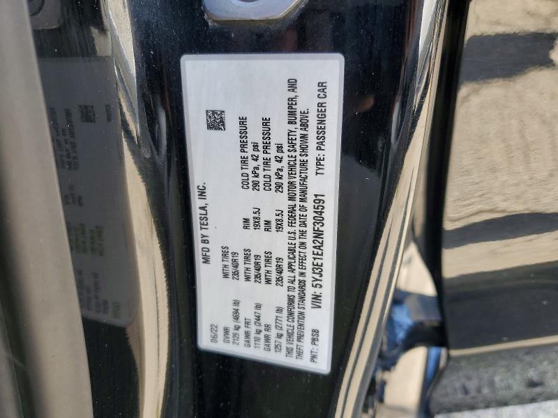 Aukcja sprzedaży 2022 Tesla Model 3, vin: 5YJ3E1EA2NF304591, numer aukcji: 52183506