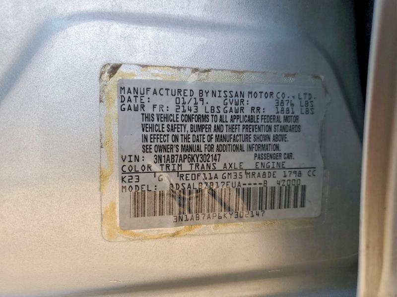 Aukcja sprzedaży 2019 Nissan Sentra, vin: 3N1AB7AP6KY302147, numer aukcji: 52325846