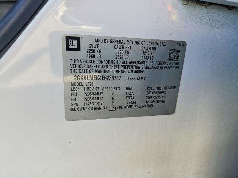 Aukcja sprzedaży 2014 Gmc Terrain, vin: 2GKALMEK4E6236747, numer aukcji: 54417036