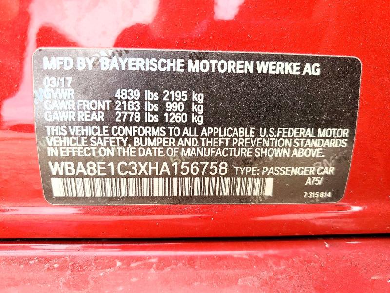 54599216 :رقم المزاد ، WBA8E1C3XHA156758 vin ، 2017 Bmw 330e مزاد بيع