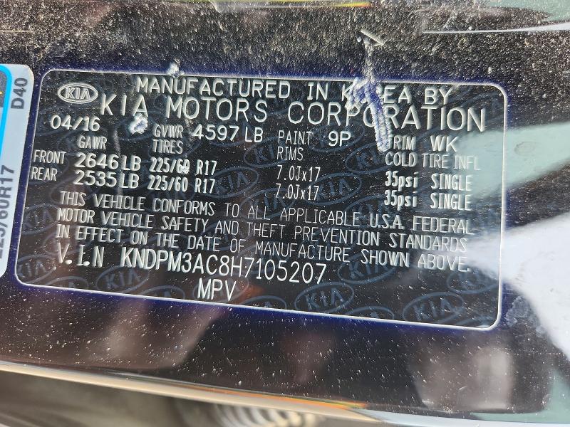 Aukcja sprzedaży 2017 Kia Sportage, vin: KNDPM3AC8H7105207, numer aukcji: 55193726