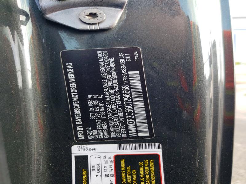 Продаж на аукціоні авто 2012 Mini Cooper, vin: WMWZP3C56CT296668, номер лоту: 54146016