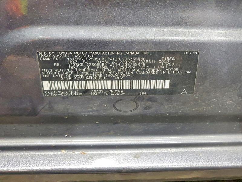 2011 Toyota Rav4 მანქანა იყიდება აუქციონზე, vin: 2T3RF4DV7BW126633, აუქციონის ნომერი: 53205976