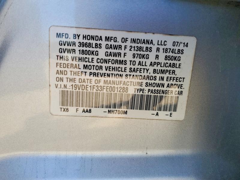 2015 Acura Ilx მანქანა იყიდება აუქციონზე, vin: 19VDE1F33FE001288, აუქციონის ნომერი: 53773266