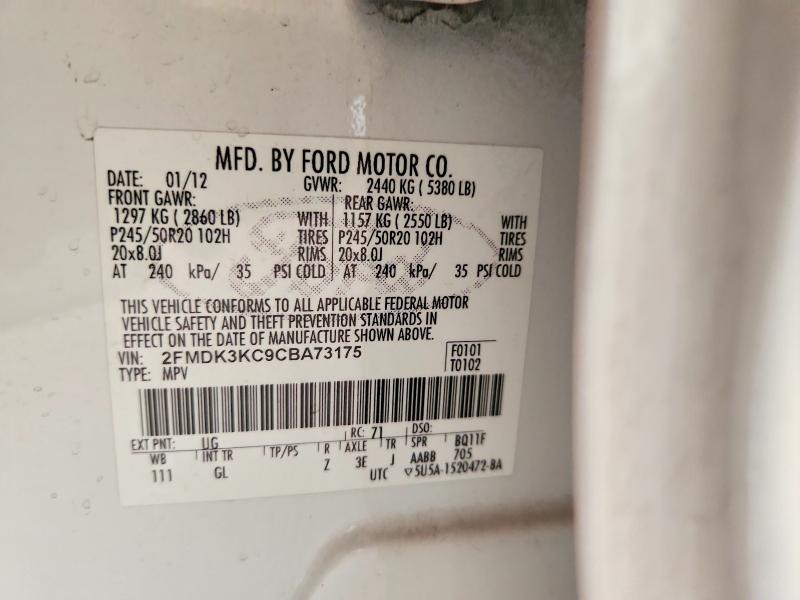 Продаж на аукціоні авто 2012 Edge Ford, vin: 2FMDK3KC9CBA73175, номер лоту: 54634486
