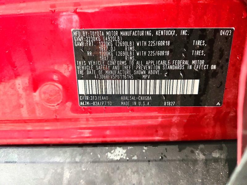 Продажа на аукционе авто 2023 Toyota Rav4, vin: 4T3D6RFV5PU116145, номер лота: 55587026