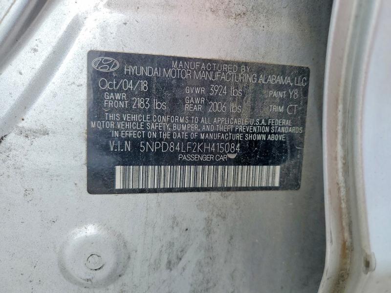 54959296 :رقم المزاد ، 5NPD84LF2KH415084 vin ، 2019 Hyundai Elantra مزاد بيع