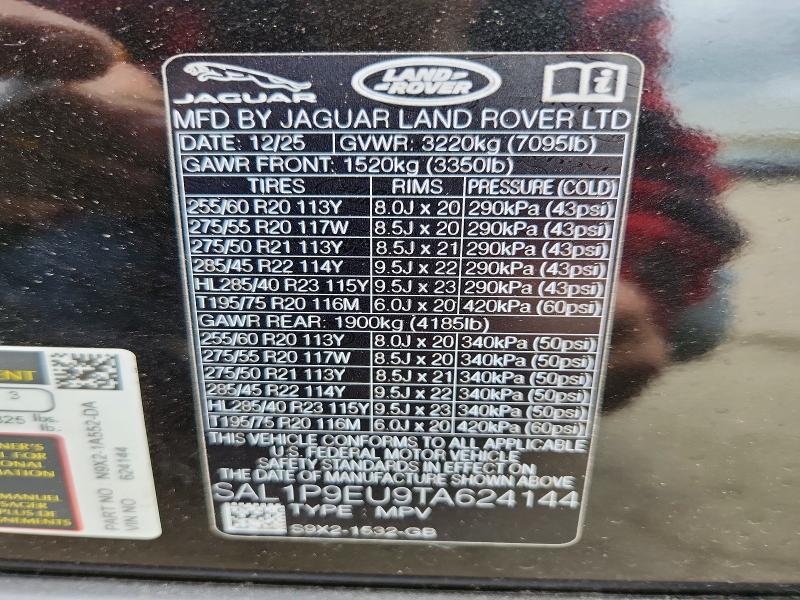 Продаж на аукціоні авто 2026 Land Rover Range Rover, vin: SAL1P9EU9TA624144, номер лоту: 54955826