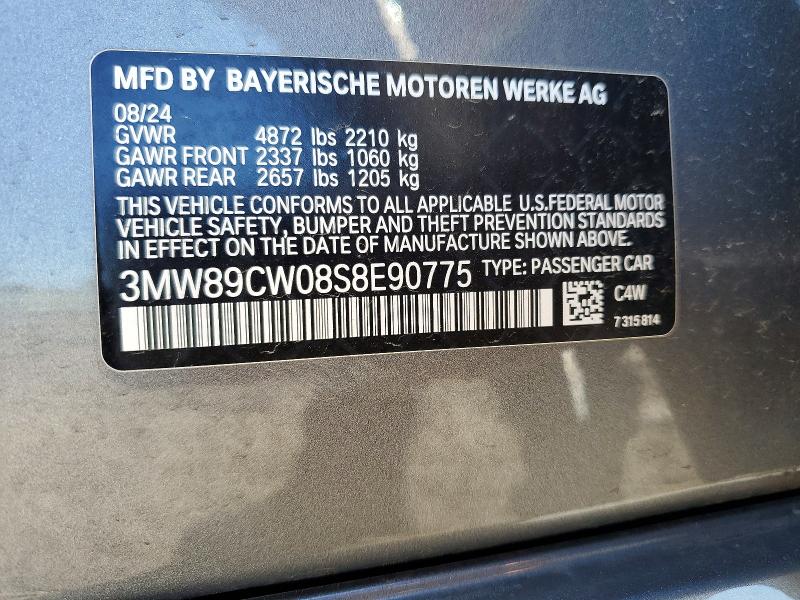 2025 Bmw 330xi მანქანა იყიდება აუქციონზე, vin: 3MW89CW08S8E90775, აუქციონის ნომერი: 55047326