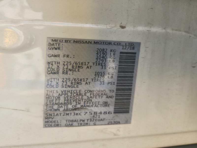 Aukcja sprzedaży 2019 Nissan Rogue, vin: 5N1AT2MT3KC758486, numer aukcji: 52960556