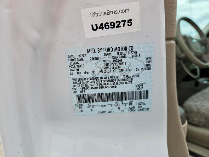 2008 Ford Escape მანქანა იყიდება აუქციონზე, vin: 1FMCU59H48KA17046, აუქციონის ნომერი: 52831396
