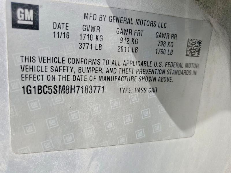 Aukcja sprzedaży 2017 Chevrolet Cruze, vin: 1G1BC5SM8H7183771, numer aukcji: 54073266