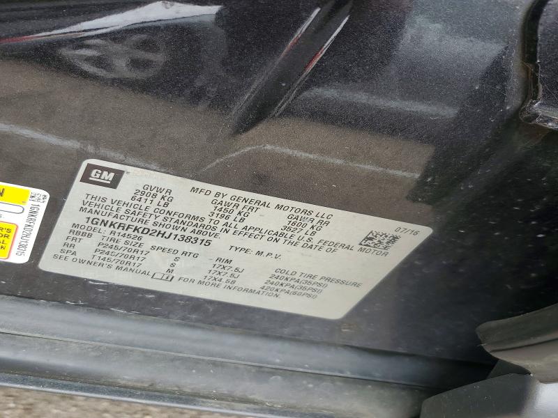 Продаж на аукціоні авто 2017 Chevrolet Traverse, vin: 1GNKRFKD2HJ138315, номер лоту: 53828516