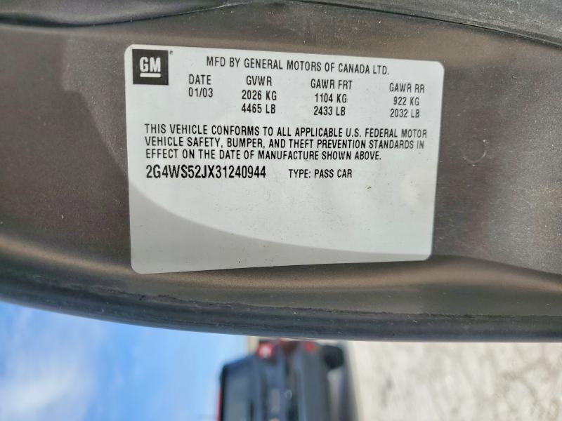 Aukcja sprzedaży 2003 Buick Century, vin: 2G4WS52JX31240944, numer aukcji: 54391176