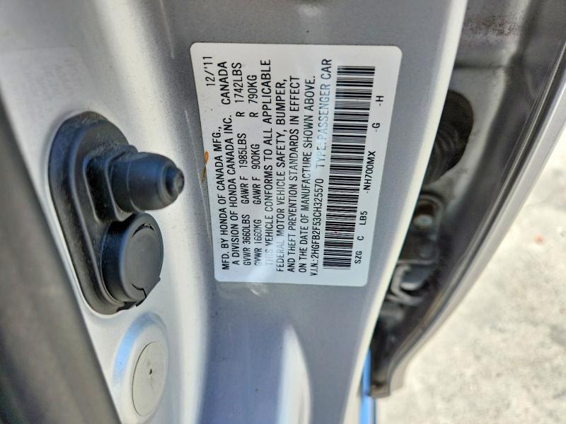 Продажа на аукционе авто 2012 Honda Civic, vin: 2HGFB2F53CH325570, номер лота: 54798346